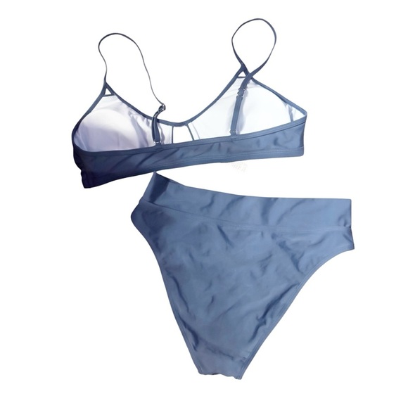 Cupshe Blue Bikini Set Triangle Top High-Cut Design Size L - Picture 3 of 6